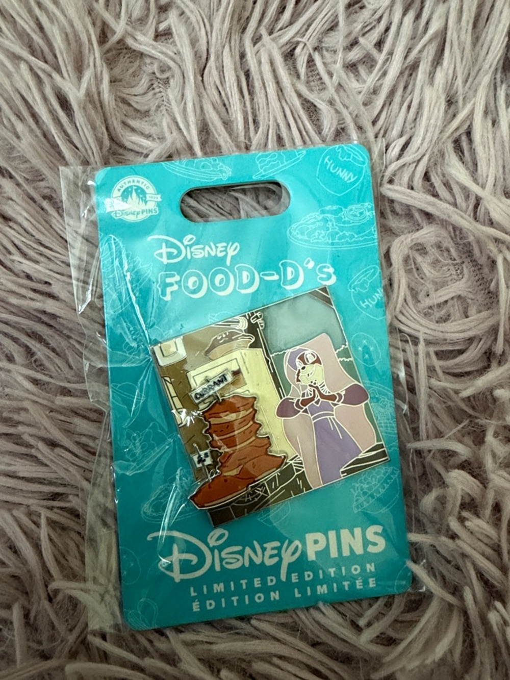 Disney Enamel Pin with Teal Backer and Purple Accents